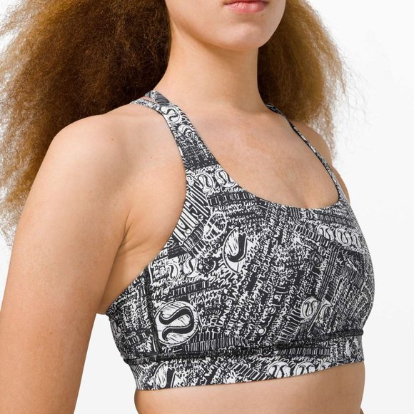 Lululemon Logo Energy Sports Bra Tear It Up Alpine White / Black W2AYSS Size 4 - Picture 5 of 8